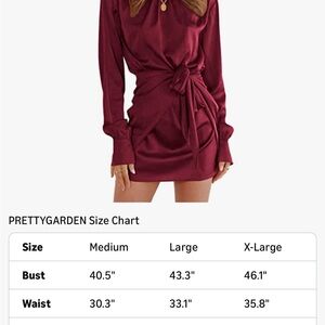 PrettyGarden Women's Burgundy Dress Long Sleeved NWT Valentines Day